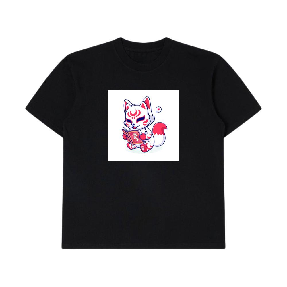 The Crimson Crested Kitsune's Literary Leap into Lore T-Shirts
