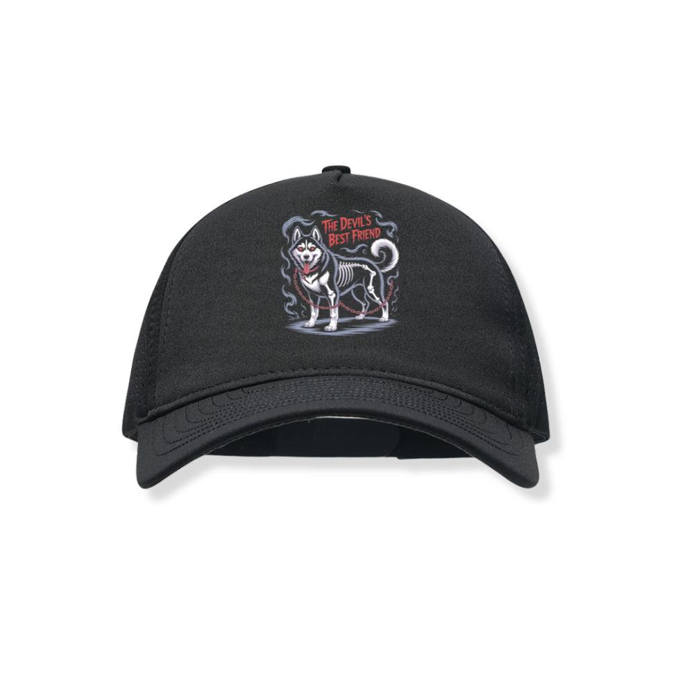 The Devils Best Friend Husky Dog Gothic Design Black Hat