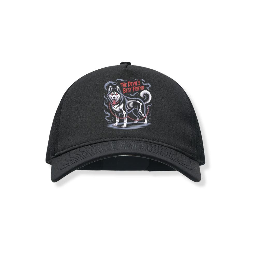 The Devils Best Friend Husky Dog Gothic Design Black Hat
