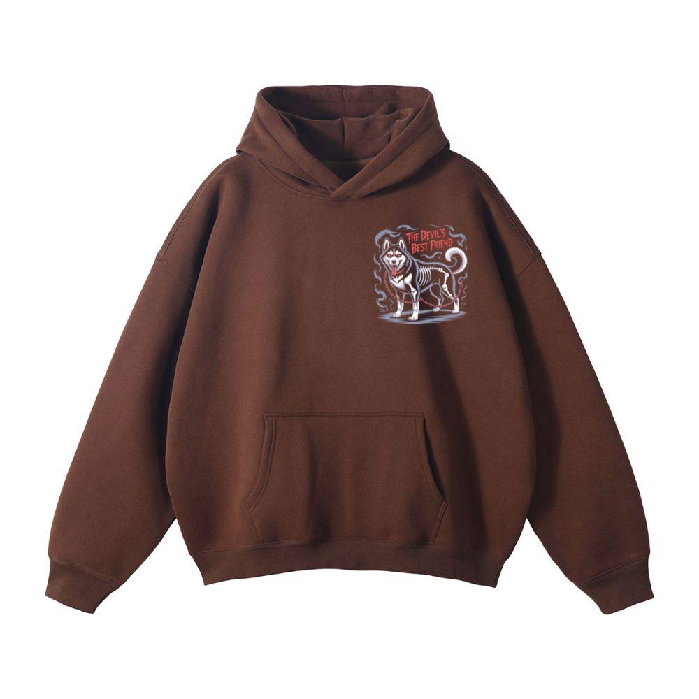 The Devils Best Friend Husky Dog Gothic Design Hoodie - Image 3