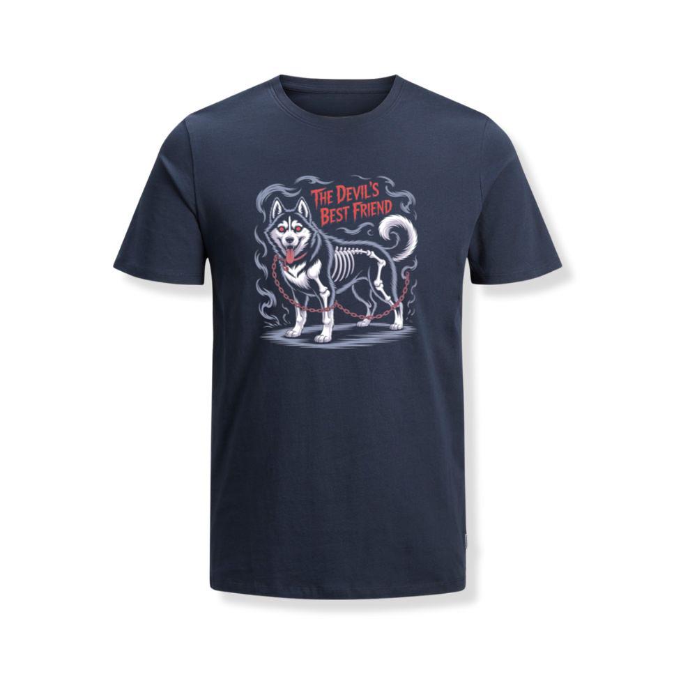 The Devils Best Friend Husky Dog Gothic Design T-Shirt - Image 2