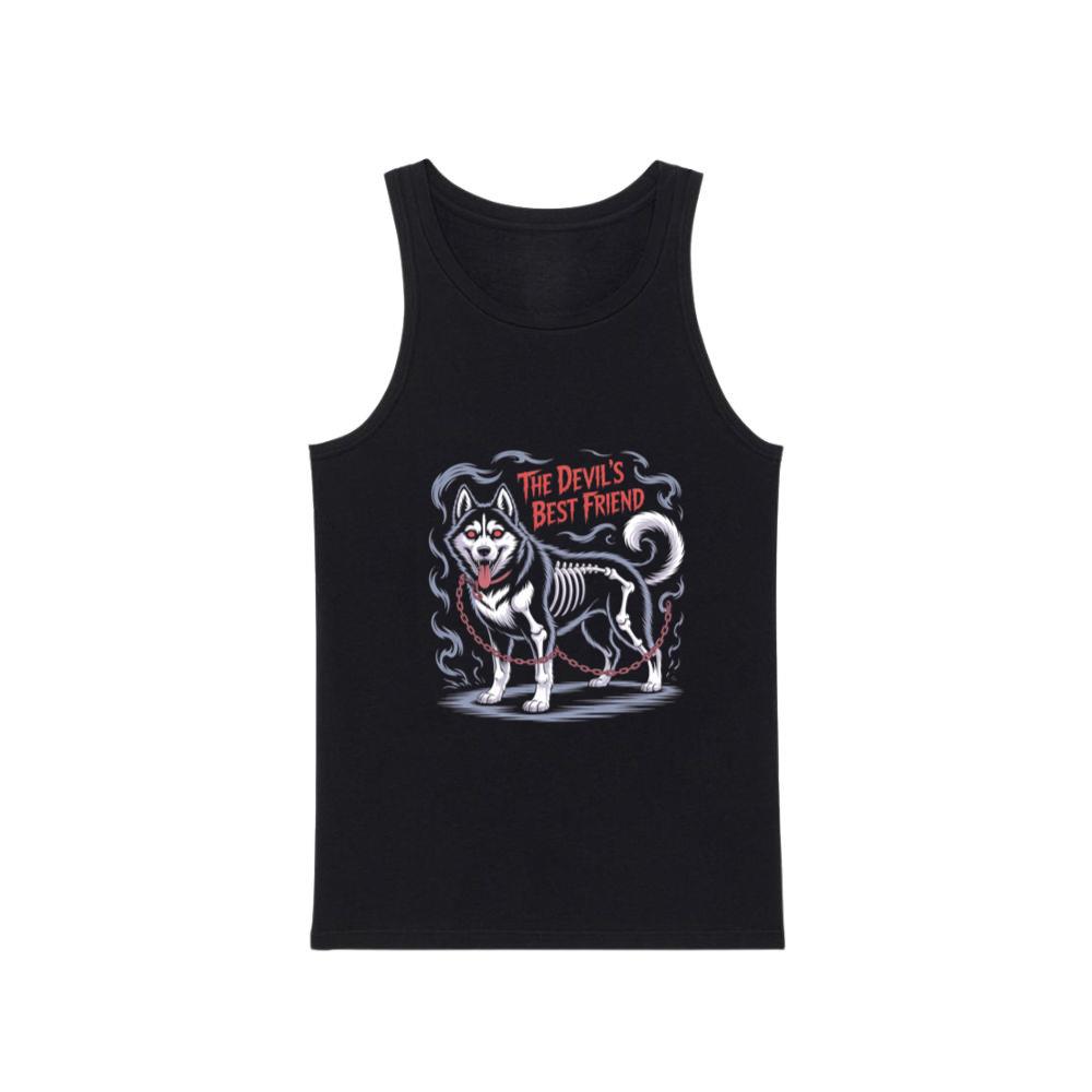 The Devils Best Friend Husky Dog Gothic Design Tank Top
