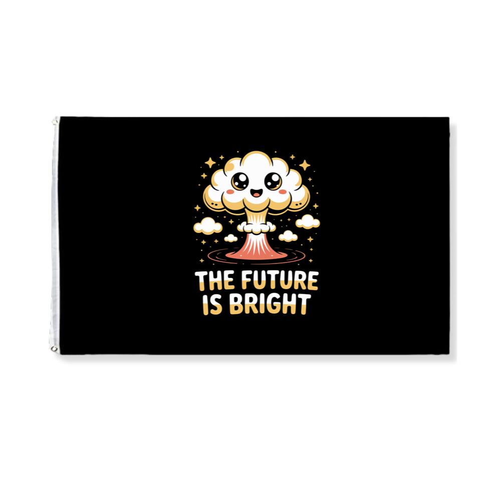 The Future Is Bright Atomic Art Graphic with Vintage Explosion Style Flag
