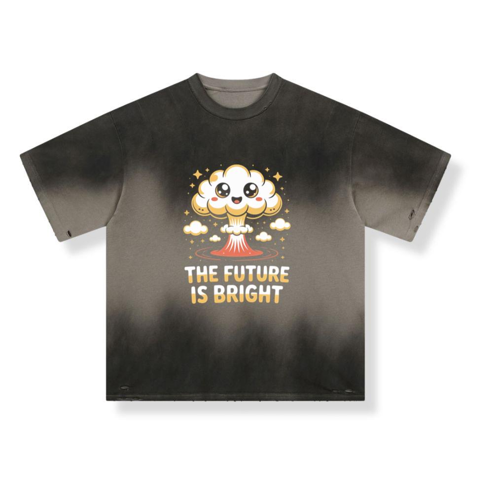 The Future Is Bright Atomic Art Graphic with Vintage Explosion Style T-Shirt - Image 3