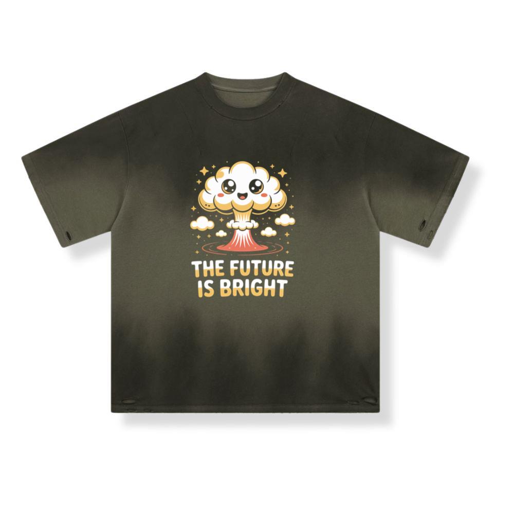 The Future Is Bright Atomic Art Graphic with Vintage Explosion Style T-Shirt - Image 2