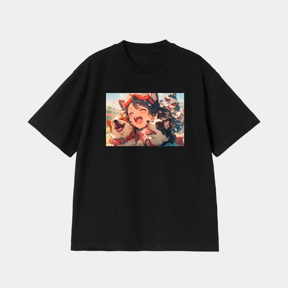 The Glee of a Girl and Her Corgi Crew T-Shirt