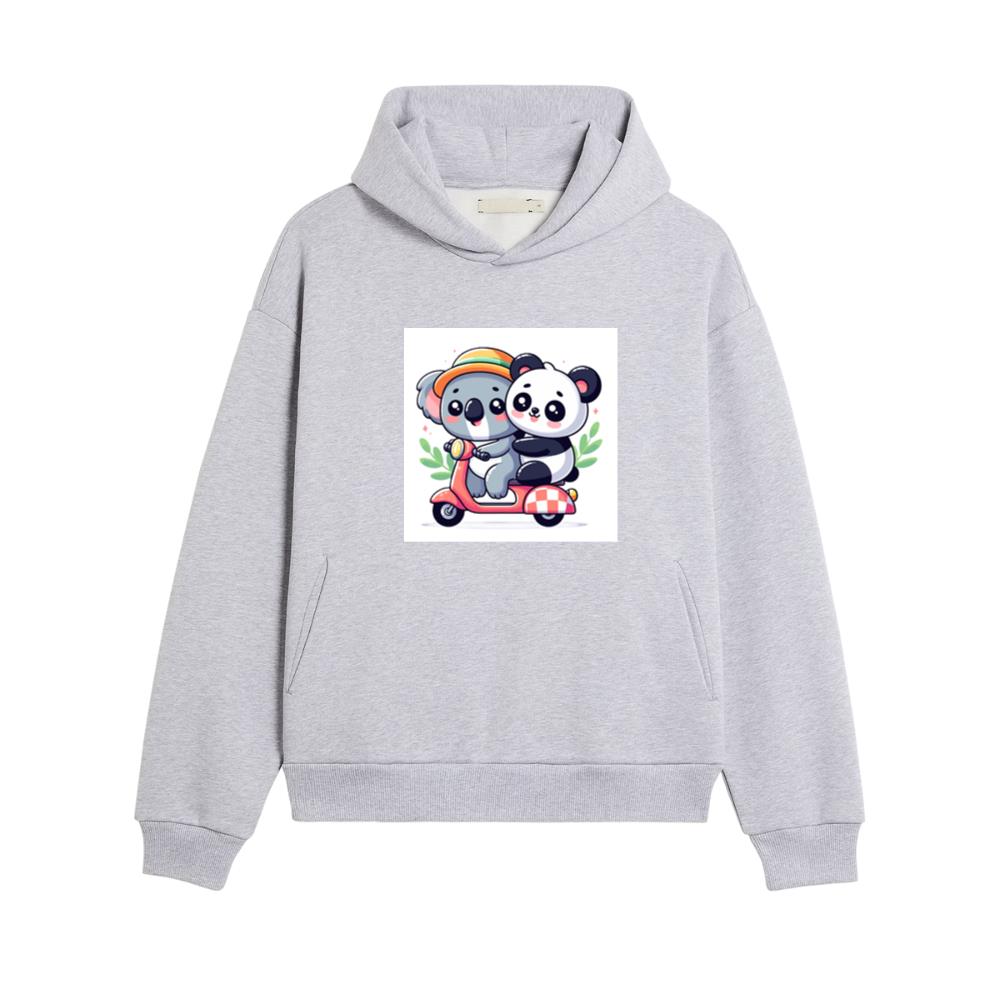 The Koala and Panda's Scooter Sojourn Hoodies