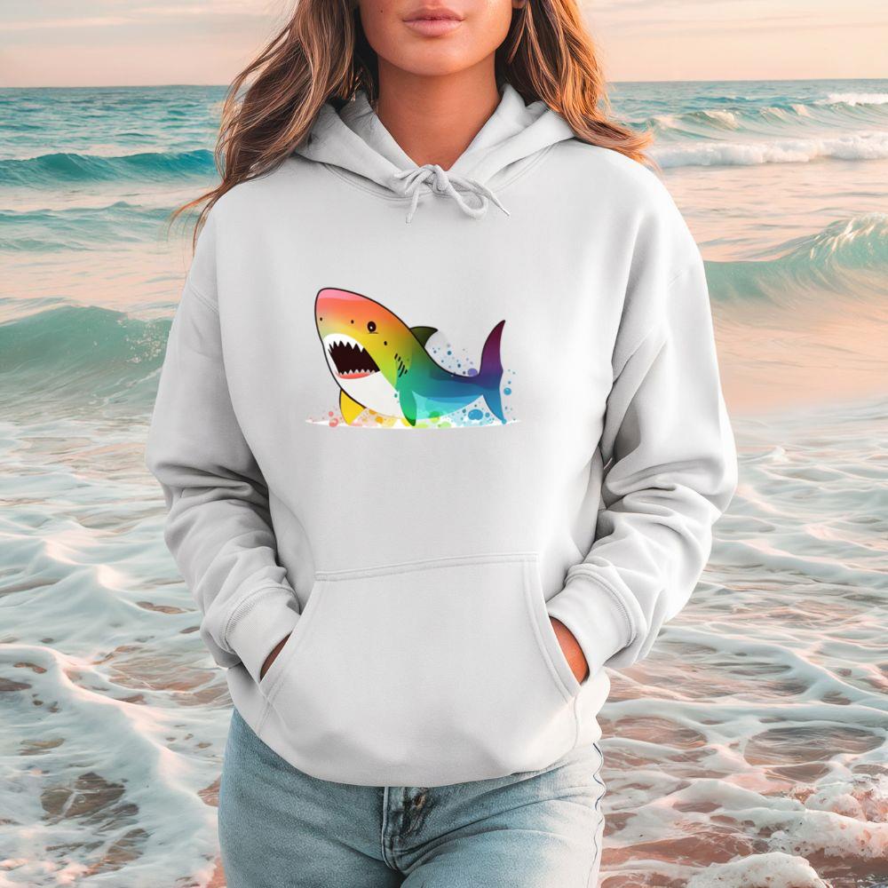 The Neon Shark_ An Animated Adventure Hoodie