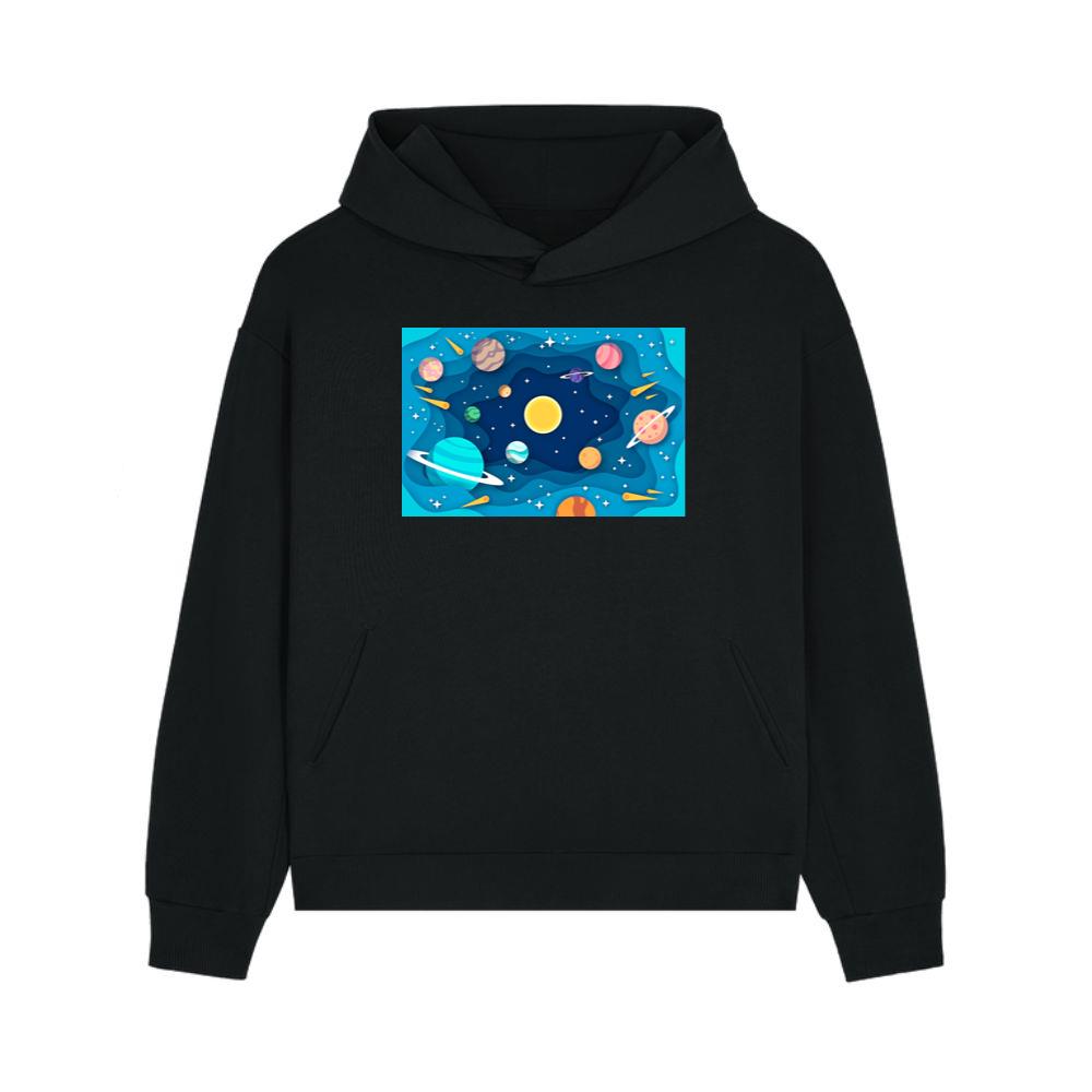 The Planetary Paper Parade in a Cosmic Cutout Hoodie
