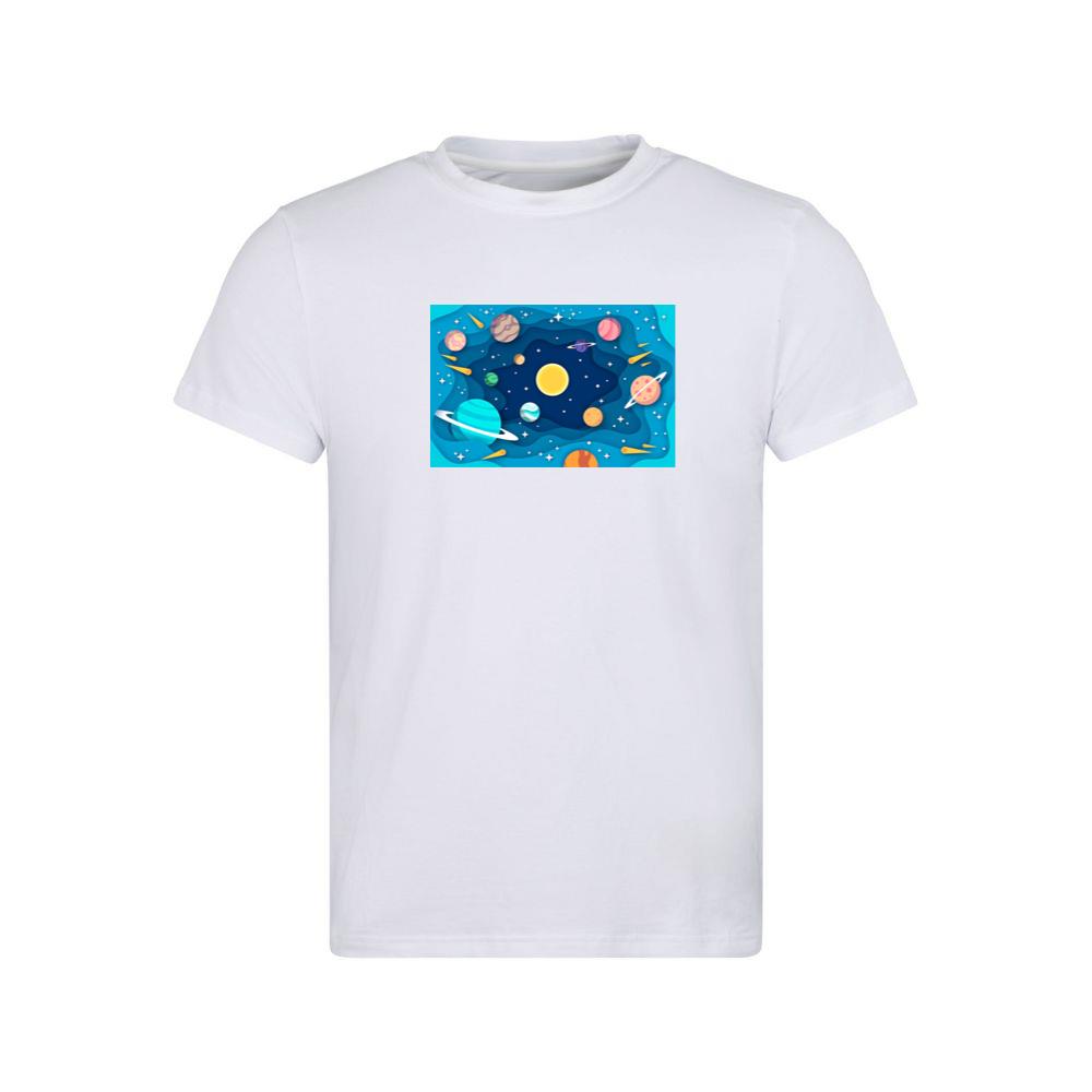 The Planetary Paper Parade in a Cosmic Cutout T-Shirts