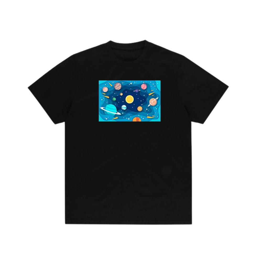 The Planetary Paper Parade in a Cosmic Cutout T-Shirts