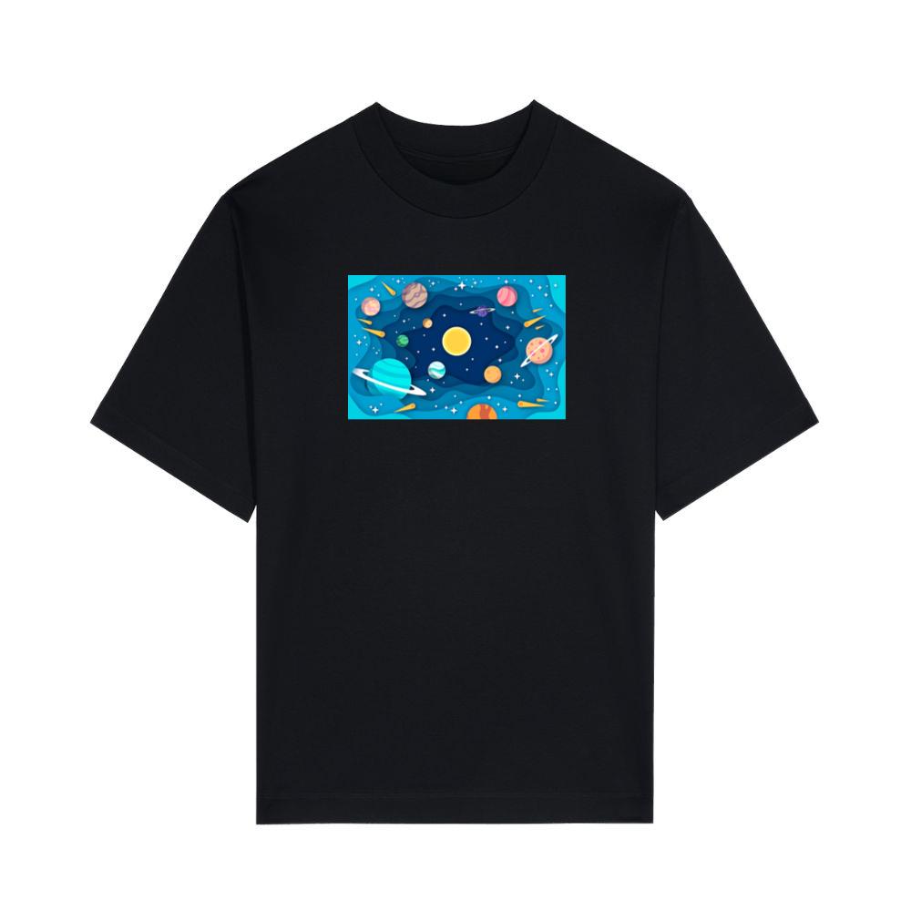 The Planetary Paper Parade in a Cosmic Cutout T-Shirts