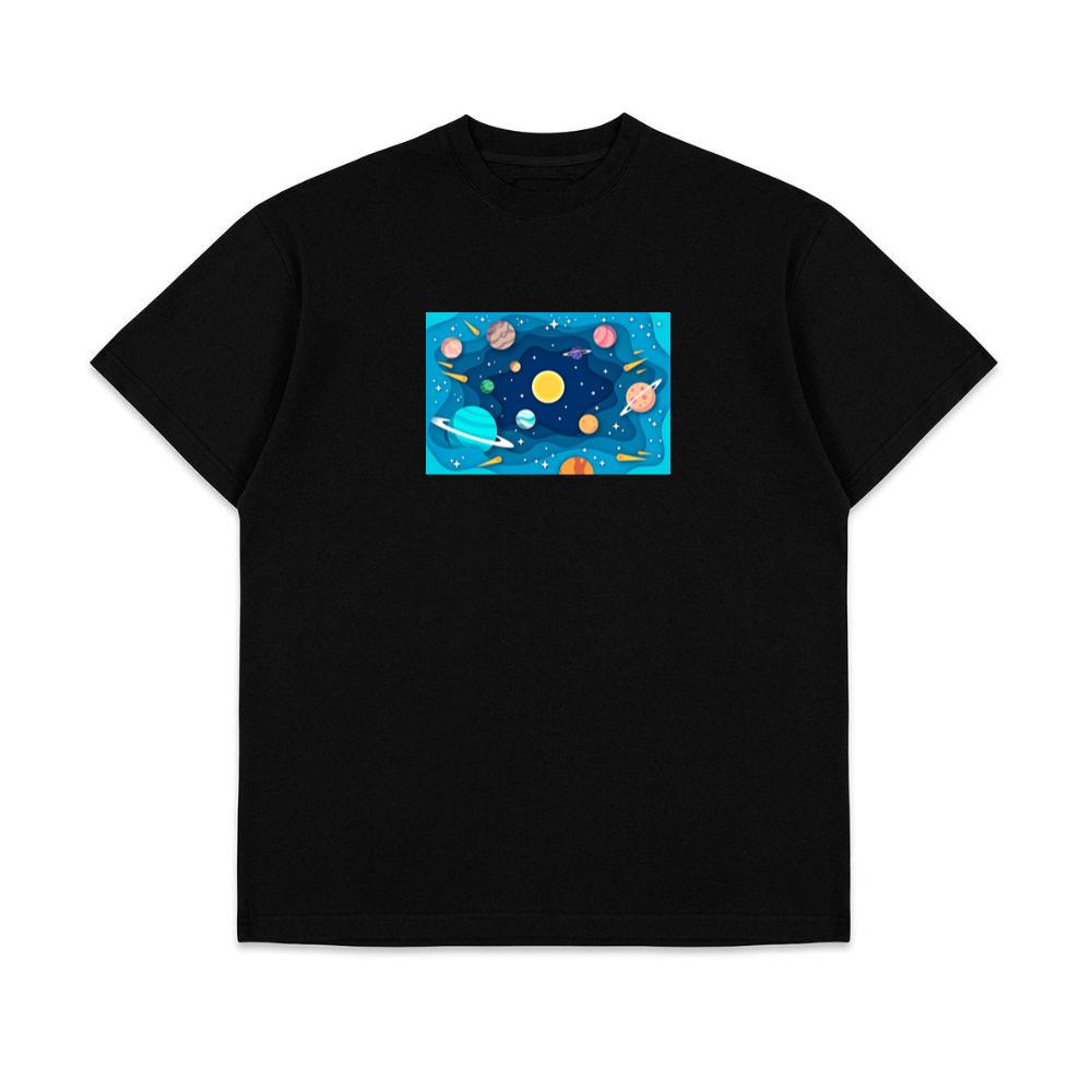 The Planetary Paper Parade in a Cosmic Cutout T-Shirts