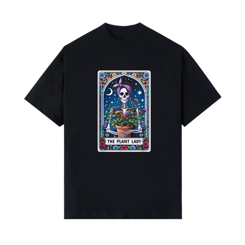 The Plant Lady Tarot Card Funny Skeleton Mom Flowers Skull T-Shirt 