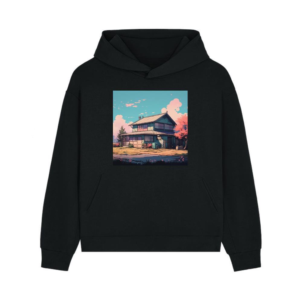 The Quiet Corner in a Cherry Blossom Sky Hoodie