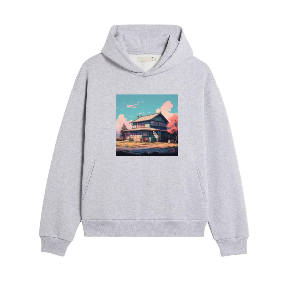 The Quiet Corner in a Cherry Blossom Sky Hoodies