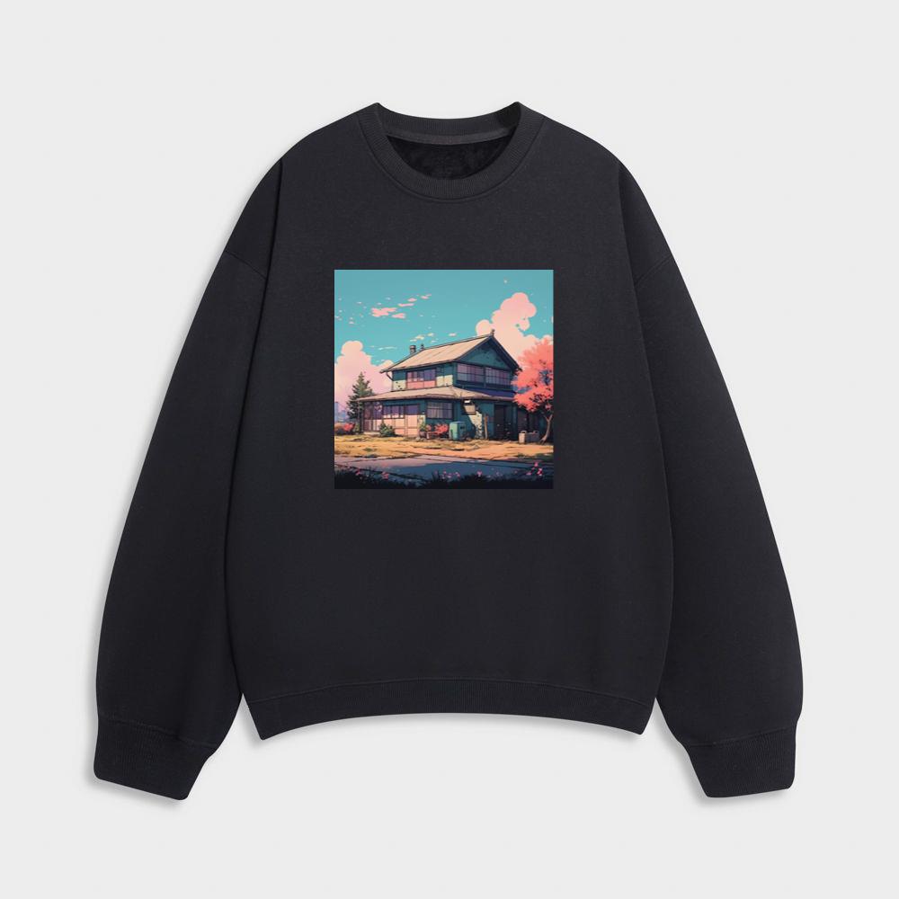 The Quiet Corner in a Cherry Blossom Sky Sweatshirt