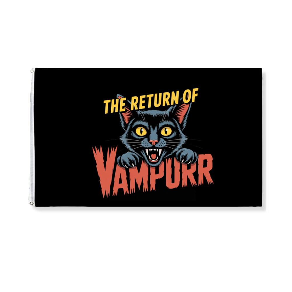 The Return of Vampurr Funny Vampire Cat Graphic Flag