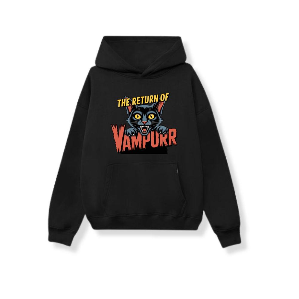The Return of Vampurr Funny Vampire Cat Graphic Hoodie