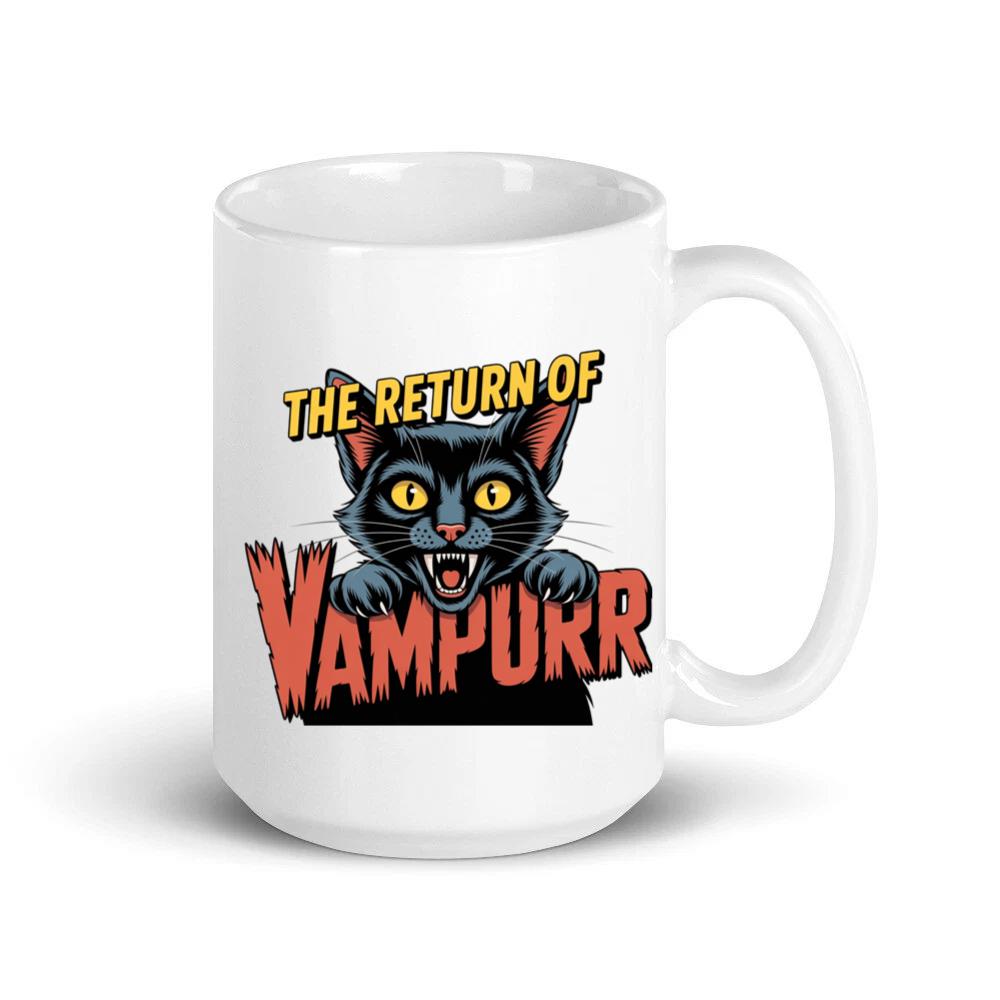 The Return of Vampurr Funny Vampire Cat Graphic Mug
