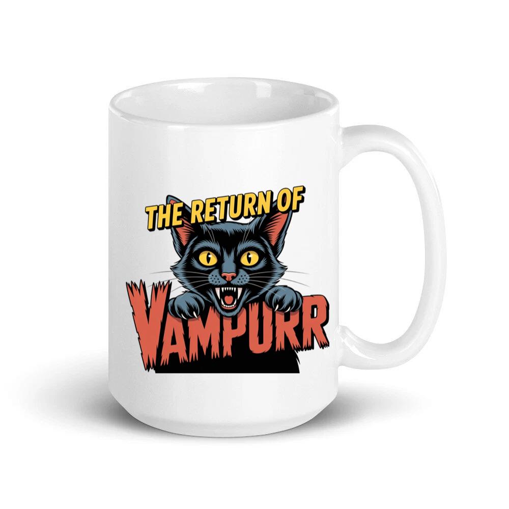 The Return of Vampurr Funny Vampire Cat Graphic Mug