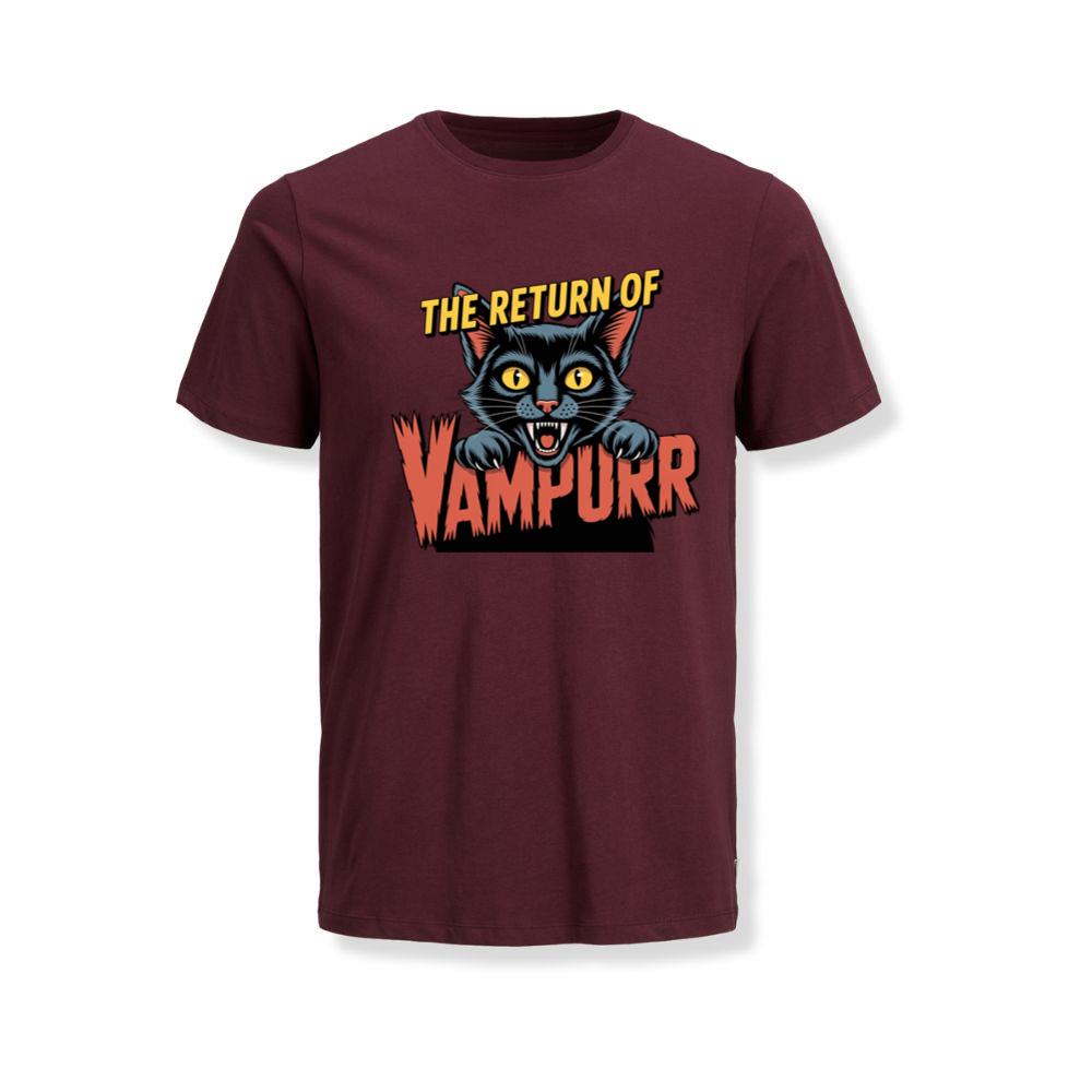 The Return of Vampurr Funny Vampire Cat Graphic T-Shirt - Image 3