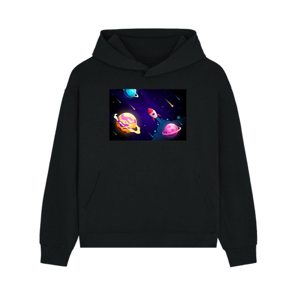 The Rocket's Radiant Race Through the Cosmic Canvas Hoodie