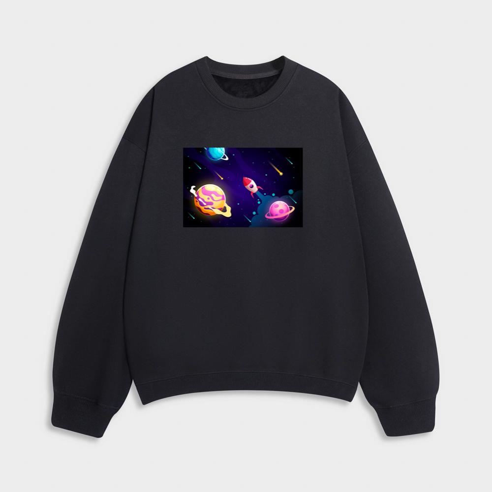 The Rocket's Radiant Race Through the Cosmic Canvas Sweatshirt
