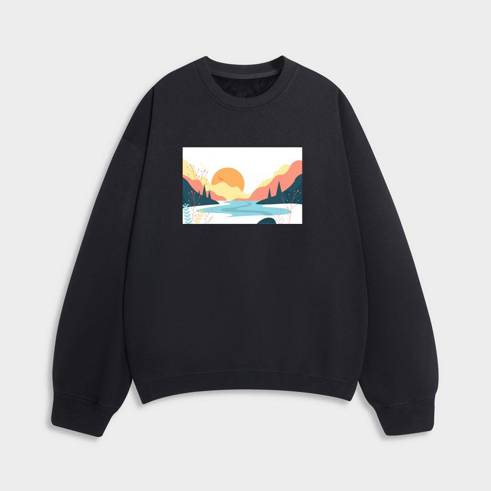 The Sunset Lake and Abstract Flora Sweatshirt