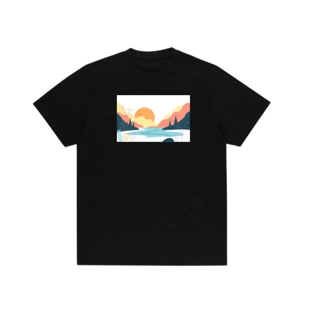 The Sunset Lake and Abstract Flora T-Shirts