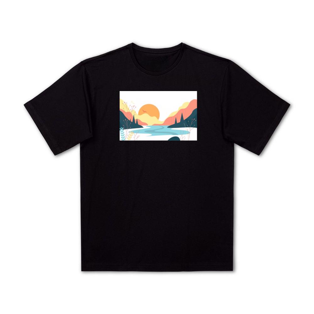 The Sunset Lake and Abstract Flora T-Shirts