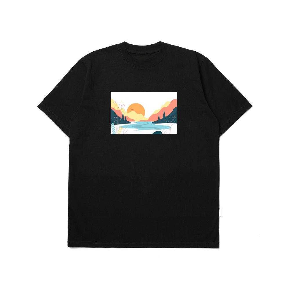 The Sunset Lake and Abstract Flora T-Shirts