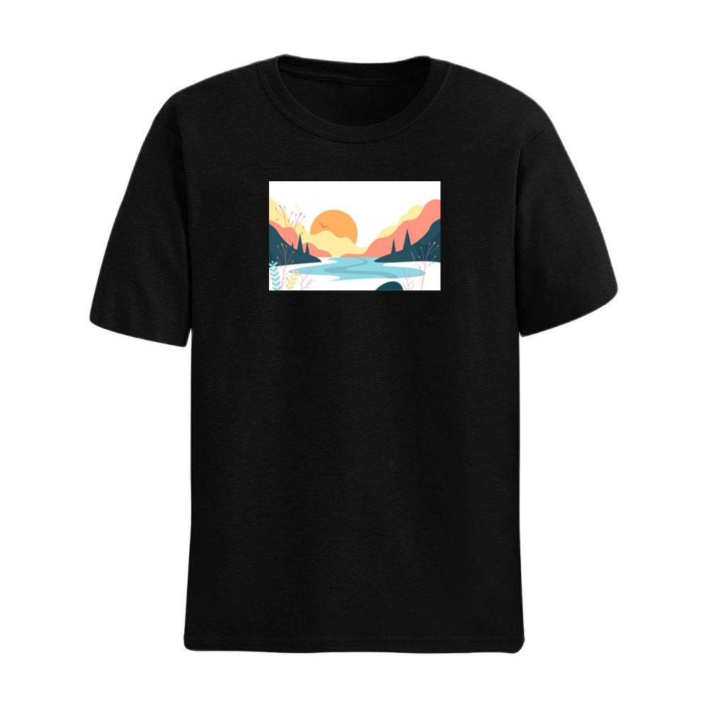 The Sunset Lake and Abstract Flora T-Shirts