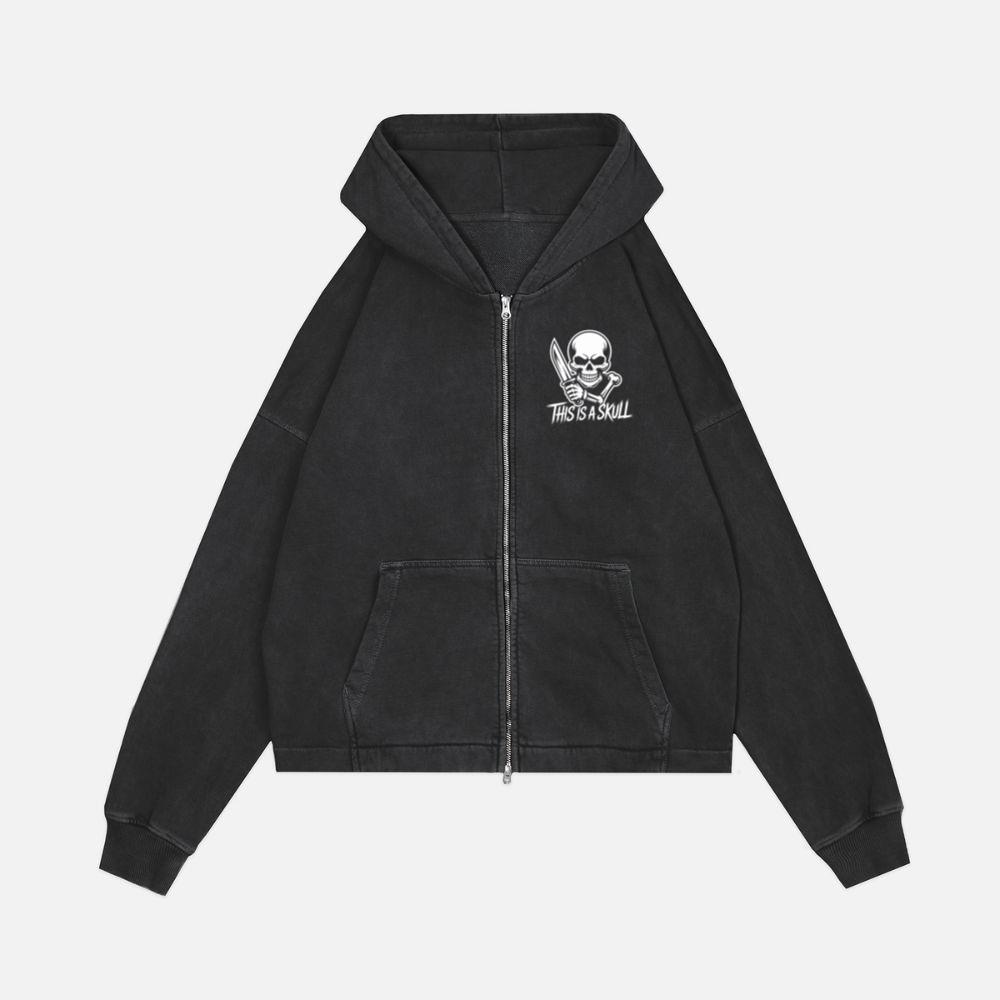 This Is a Skull Knife Skeleton Graphic Zip Hoodie