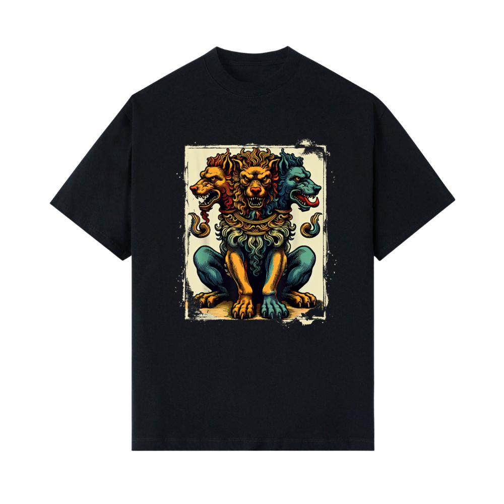 Three Faced Dog Hound of Hades Cerberus Hellhound Men Women T-Shirt 