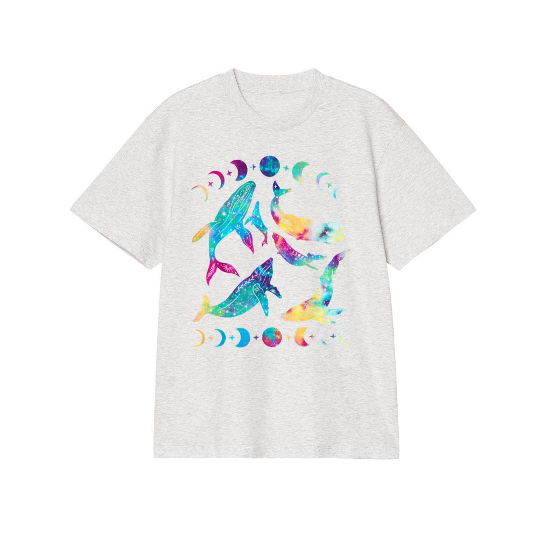 Tie Dye Whale Moon Phase Celestial Astrology Ocean Animal T-Shirt