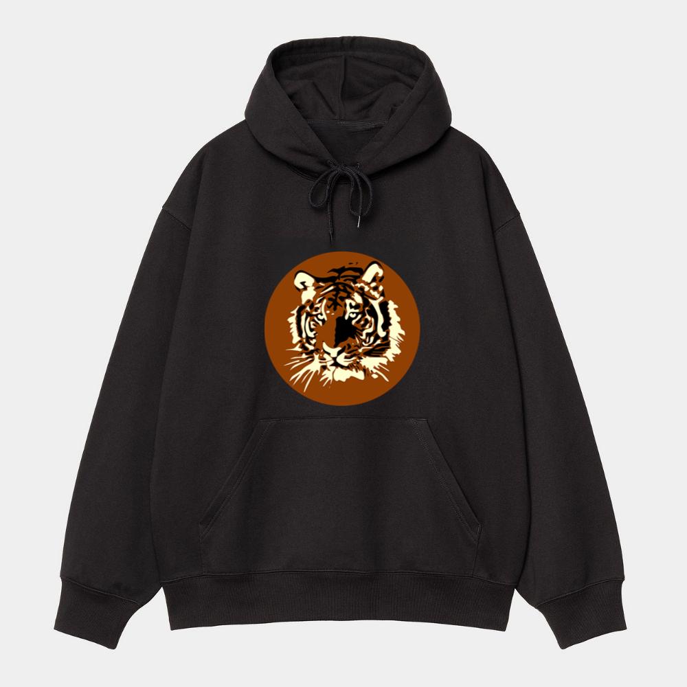Tiger Face In Brown Circle Hoodie