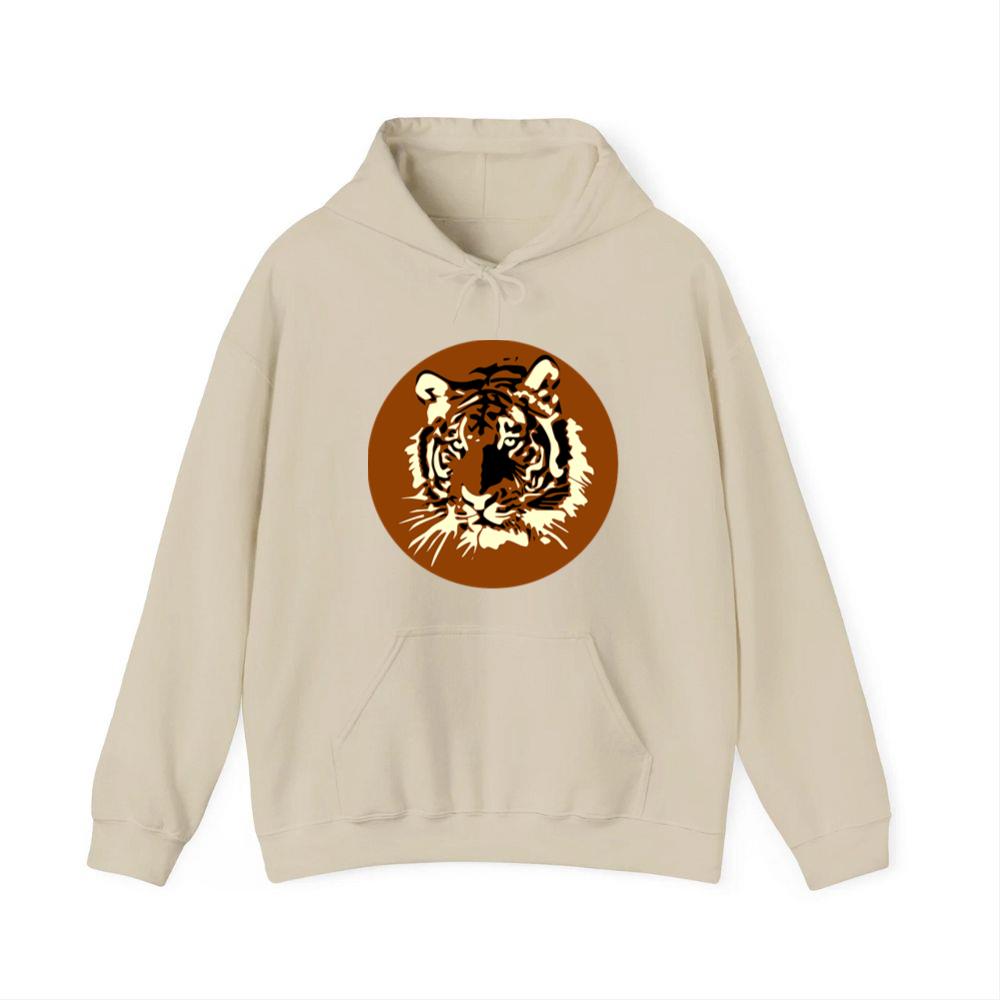 Tiger Face In Brown Circle Hoodies