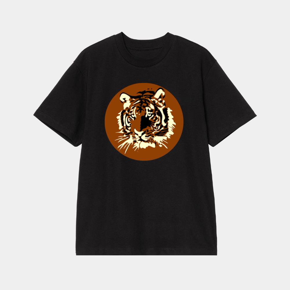 Tiger Face In Brown Circle T-Shirt