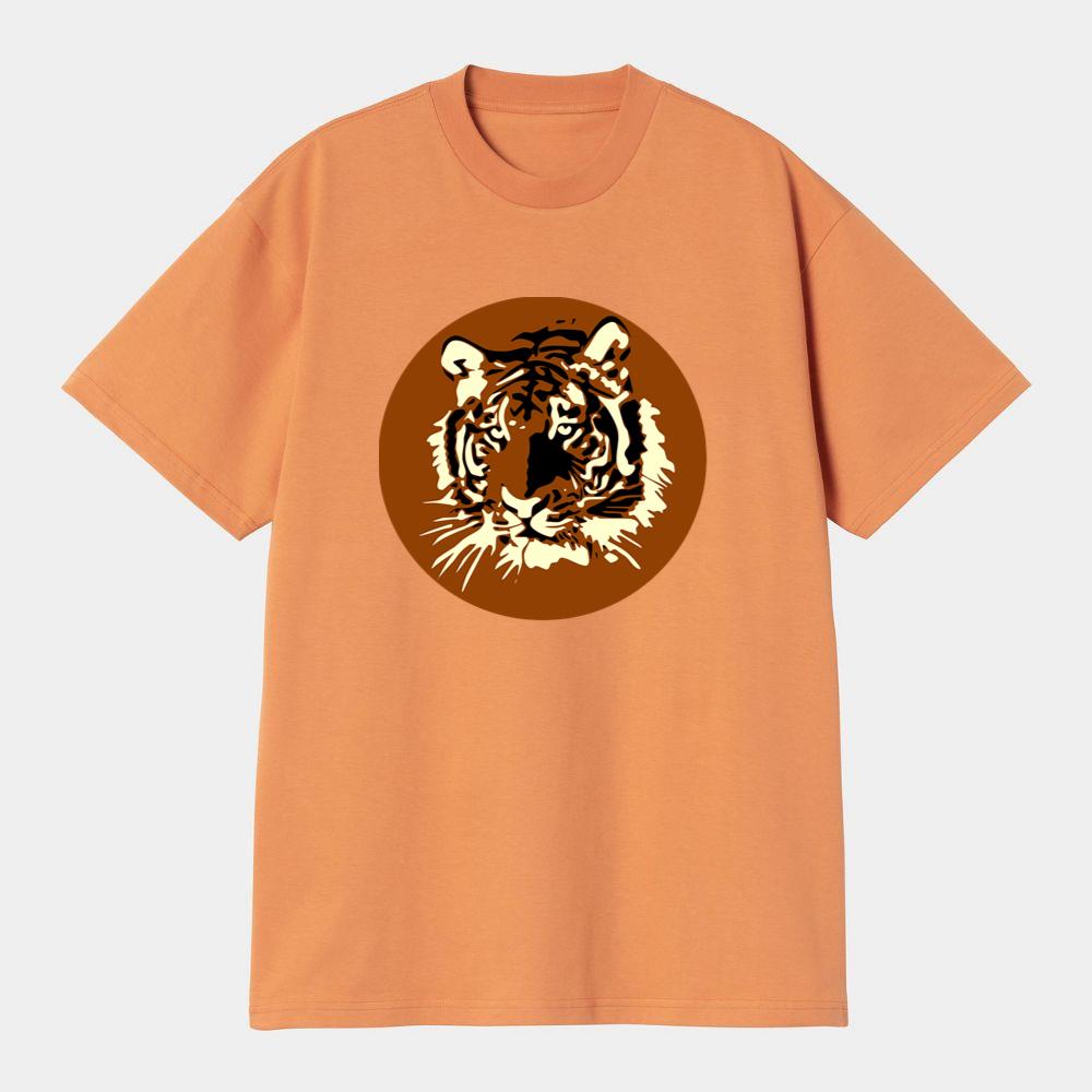 Tiger Face In Brown Circle T-Shirts