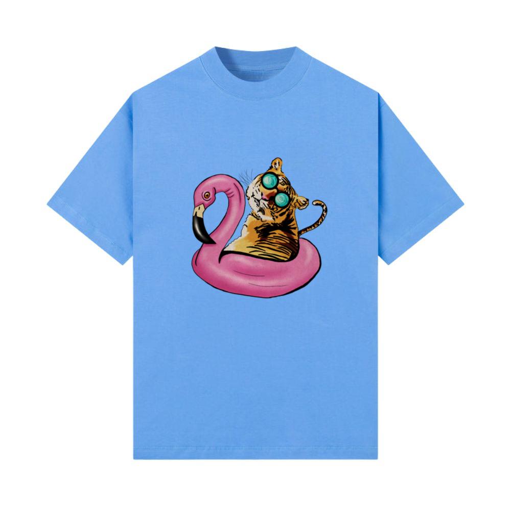 Tiger with Flamingo, Funny Tropical Animal T-Shirt