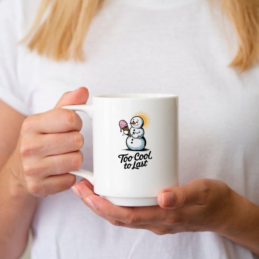 Too Cool to Last Snowman Ice Cream Funny Design Mug