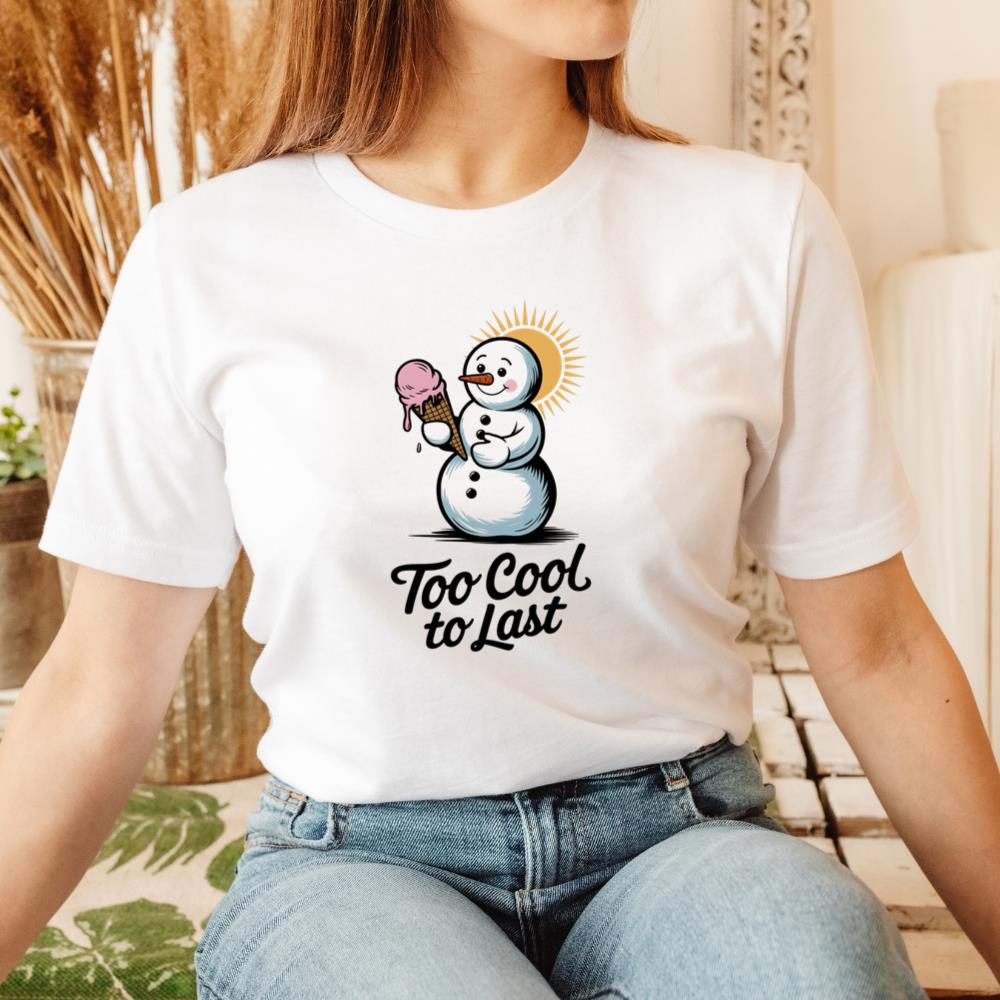 Too Cool to Last Snowman Ice Cream Funny Design T-Shirt