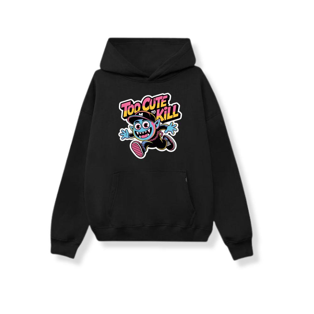 Too Cute to Kill Funny Cartoon Monster Design Hoodie