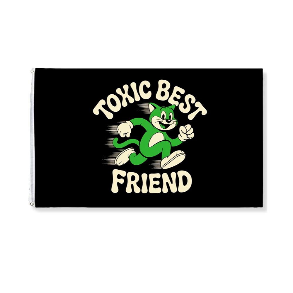 Toxic Best Friend Cat Retro Comic Graphic for Bold Unique Style Flag