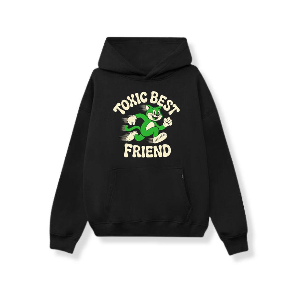 Toxic Best Friend Cat Retro Comic Graphic for Bold Unique Style Hoodie