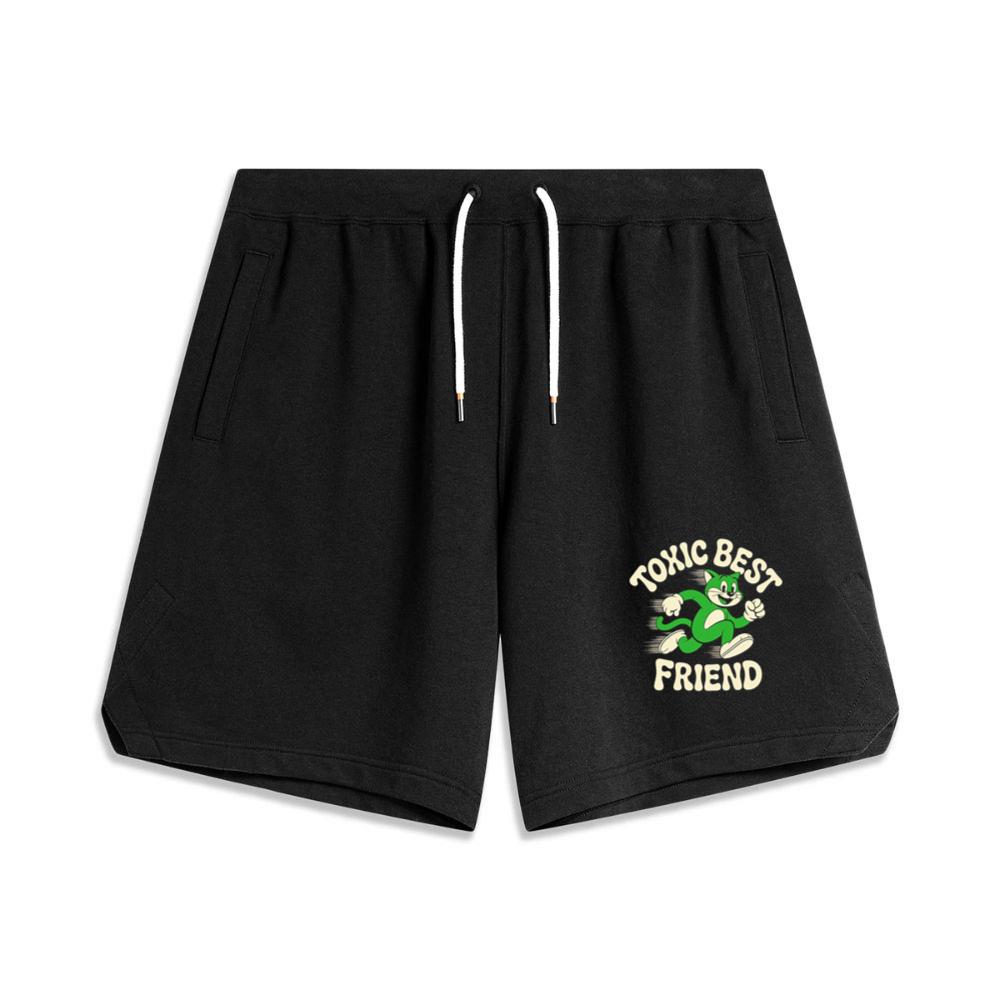 Toxic Best Friend Cat Retro Comic Graphic for Bold Unique Style Men's Basketball Shorts