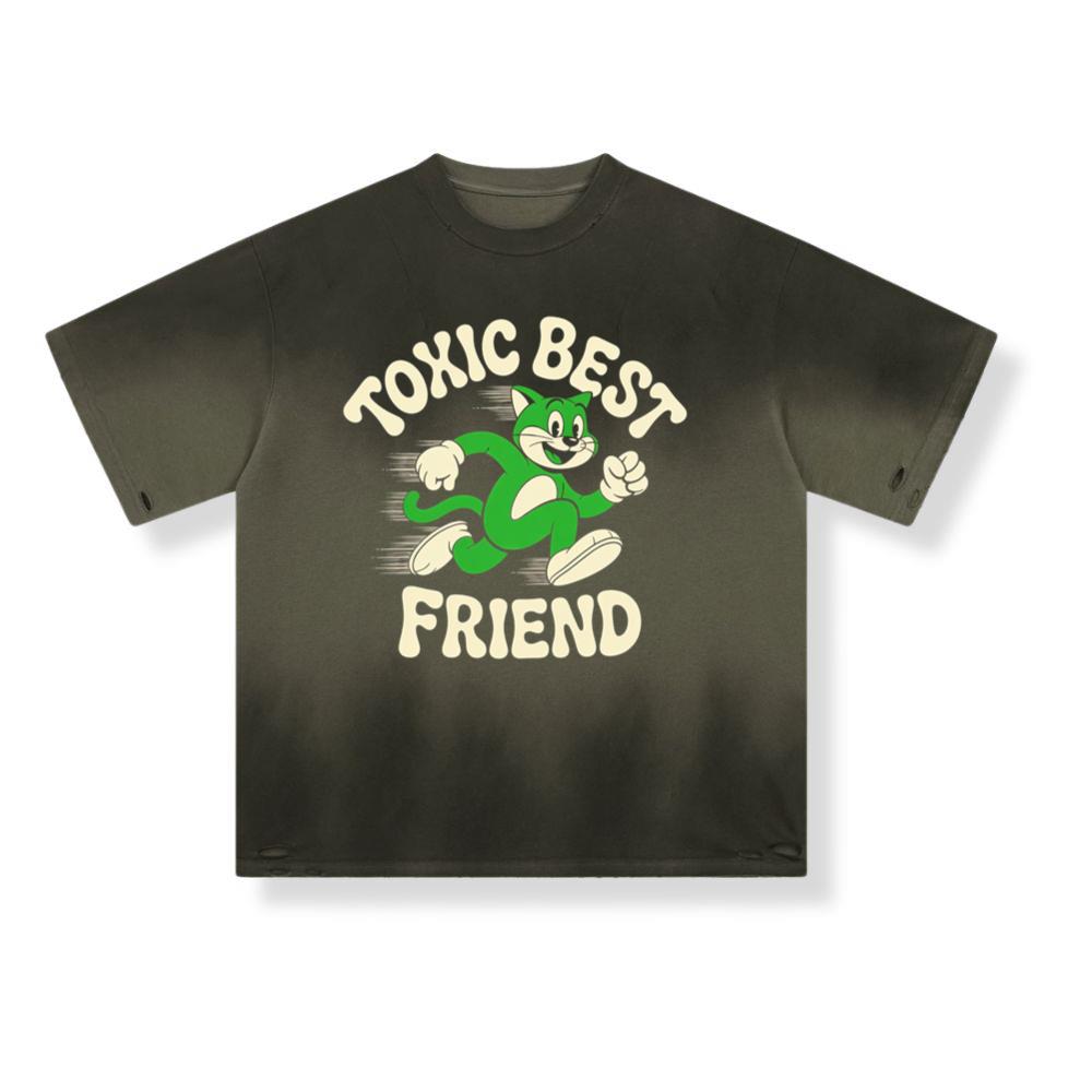 Toxic Best Friend Cat Retro Comic Graphic for Bold Unique Style T-Shirt - Image 2