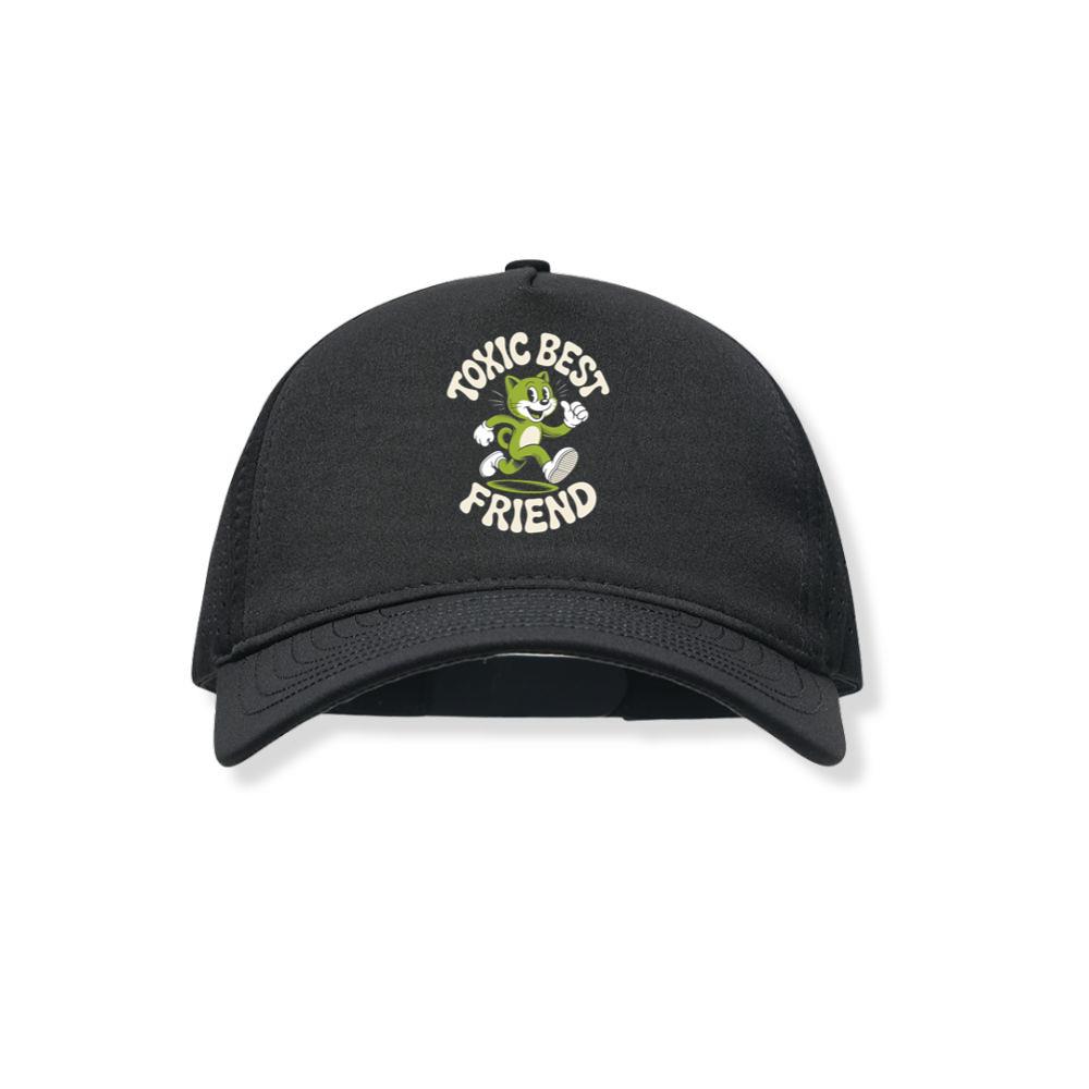 Toxic Best Friend Green Cat Retro Cartoon Graphic Black Hat