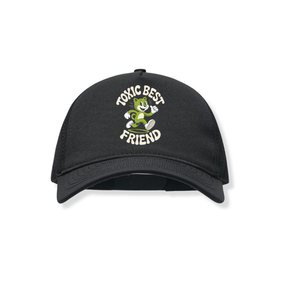 Toxic Best Friend Green Cat Retro Cartoon Graphic Black Hat